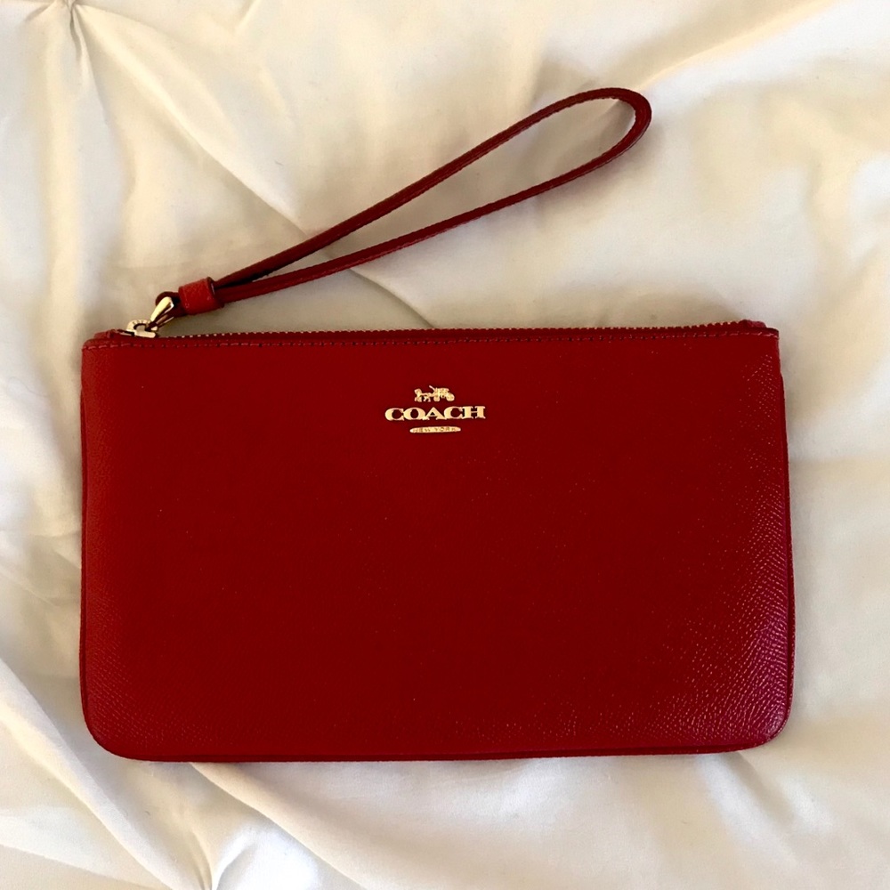 Coach Large Crossgrain Leather Wristlet